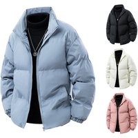 " Oversized Cotton Jacket Thick Stand Collar Winter Coat Solid Casual Outerwear Black White & More"