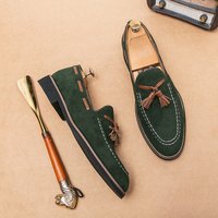 Men's Small Casual Versatile In Summer, Reverse Velvet Leather And Bean Shoes, British Style Hairstylist's Trendy Shoes