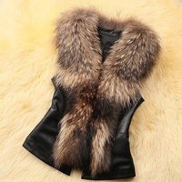 Luxury Faux Fur Vest – Plush Faux Fox & Raccoon Collar Plus Winter Warm Vest Elegant Casual Outerwear