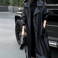 Autumn Fashion Women’s High-End Sense Dark Temperament Fashionable Trend Slim Fit Knee Length Trench Coat