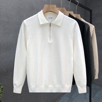 Half Zip Long Sleeved Knitted T Shirt Loose Fit Solid Casual Knitwear