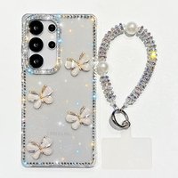Glitter Diamond Bracelet Cover Samsung Galaxy S25 Ultra S26 Plus S24 S23 A57 A37 A56 Rhinestone Shell