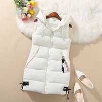 Quilted Sleeveless Vest Coat Hood Lightweight Down Alternative Puffer Jacket Fall Winter Longline Zip Up Casual Outerwear