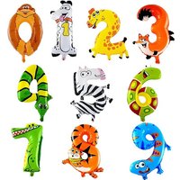 16″ Animal-Themed Foil Number Balloons (0-9) – Vibrant Party Decor For Birthdays, Holidays & Special Celebrations