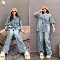 American Retro Slim Fit Two Piece Suit Loose Short Sleeve Trousers Casual Fashion Spring Summer Trendy Set