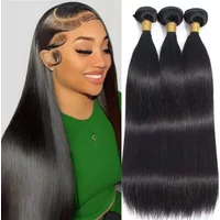 Straight Natural Human Hair Bundles Brazilian Extensions Thick 14 30 Inch