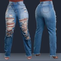 "Tassel Trim Straight Leg Jeans Elastic Waist Winter Denim Pants "