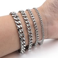 Trendy Hip-Hop Cuban Chain Unisex Street Fashion Titanium Men’s Stainless Steel Six-Sided Polished Bracelet