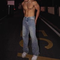 Men's Clothing New High Street Staple Full Diamond Jeans Men's Niche Flash Diamond Retro Straight Trousers