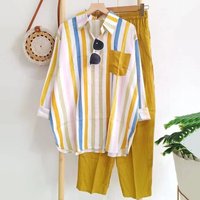 Temperament Casual Western Style Age Reducing Long sleeved Striped Fashion Sports Suit