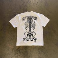 Anatomically Inspired Oversized T-Shirt - 250gsm Heavyweight Cotton Tee With Skeleton Print, Unisex Baggy Fit Alternative Fashion Streetwear