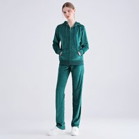 Women's Velvet Long Sleeve Tracksuit Set - Stylish Two-Piece Outfit For Casual & Sporty Look - Soft & Breathable Fabric - Trendy Streetwear Fashion