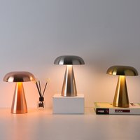 Danish study bedroom portable charging metal mushroom decorative table lamp