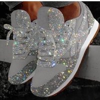 casual breathable lace up running shoes Glitter