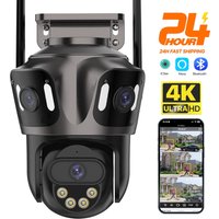 Three Screen WIFI IP Outdoor 4K Dual Lens PTZ Ai Human Detection IP66 Waterproof CCTV Video Security Camera ICsee