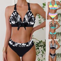 Clothing Colorful Printed Swimsuit Triangle Bikini Set Plus Two Piece Polyester Spring Autumn Summer Winter