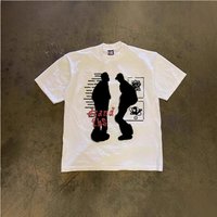 Heavyweight Pure Cotton Oversized T-Shirt American Retro Silhouette Print Loose Short-Sleeved Unisex Top For Couples 250g