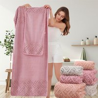 LOVE Jacquard Fleece Towel Bath Towel Set Pure Cotton Highly Absorbent Drying Hair Ultra soft Beach Towel Gift Box