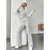 Women's Loungewear Set - Long Sleeve Top & Relaxed Pants, Soft Breathable Two-Piece Outfit (S-XL)