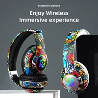 Graffiti Wireless Headsets Bluetooth Headphones LED Light Game Doodle Earphones With Mic For Kids Boy Girl Gift Support