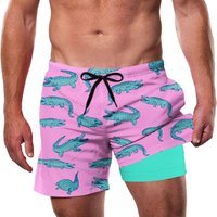 Clothing Boutique 3d Digital Printing Flat Cloth Swimming Trunks Compression Lining Double Layer Beach Shorts