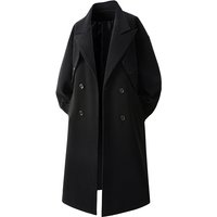 Oversized Wool Blend Trench Coat – Longline Overcoat 