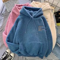 Clothing student loose bf lazy style autumn winter plus velvet thick hooded top coat