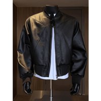  Vintage Cracked PU Leather Jacket – Retro Biker Style Ribbed Hem Windproof & Abrasion Resistant Short Length Design