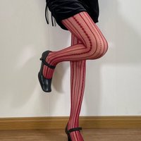 Retro Striped & Floral Pantyhose – Stretchable Nylon Tights Slimming Effect 