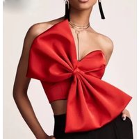 Clothing Bow tie chest strapless all match short top shirt Tops