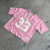 American Y2k Letter Print Sports Short Sleeved Couple Hip Hop Street Style V Neck Football Casual Baggy Loose T Shirt