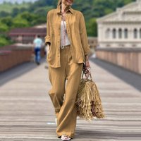 Clothing Spring Fashion Casual Cotton Solid Long Sleeved Shirt Trousers Suit