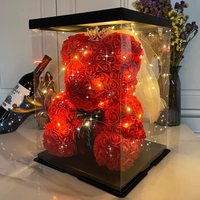 Eternal Bear Gift Box LED Lights Crown & Tulle Romantic Keepsake Mother Wife Girlfriend Valentines Day Wedding Christmas