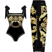 new double-sided retro printed one-piece swimsuit