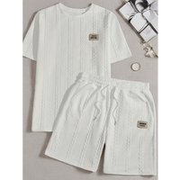 Clothing Wheat Ear Flower Pattern Comfortable 2 Piece Knitted Suit Shorts Standard US English Washing Mark