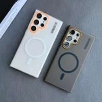 Mat Magnetic Wireless Charge Case For Samsung S24 S23 S22 Ultra Note 20 Slim Lable Cover For Galaxy S25 Plus