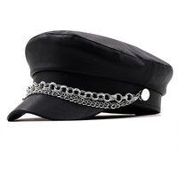 Unisex Simple silver chain beret women's fall/winter cap octagon vintage painter's hat