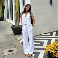 Women's New Cotton And Linen Vest Sleeveless Trousers Two-piece Women's Casual Fashion Suit
