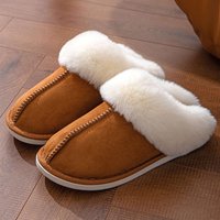 Fluffy slippers autumn winter warm thick bottom home thick plush slippers home room Inner cotton slippers