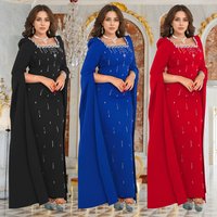 Fashion Women's Clothing Back Slit Cape Sleeve Hot Diamond Elegant Dress