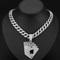 Hip hop niche street rap playing card pendant retro environmentally friendly alloy Cuban necklace men's necklace