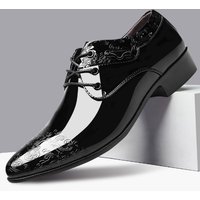 Shiny Business Dress Leather Fashionable Casual Shoes Plus Lace Up Wear resistant Breathable