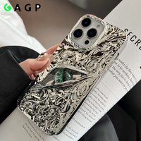 Cute 3D Eye Wrinkles Matte 17Promax Phone Case Iphone 13 12 11 Pro Max 14 16 15 Plus 16Pro 17 Air Plating Cover
