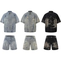 Men’s Clothing Summer Personality Washed Jeans Hip Hop Ins Trend High Street Trend Handsome Men And Women Denim Suit