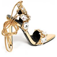 Shoes 11cm Pointed Foreign Trade Rivet Rhinestone Stiletto Heels Summer Sandals Fashion Large Shoes