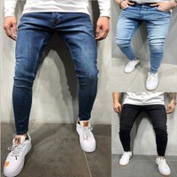 High Quality Men's Elastic Tight Fitting Small Leg Jeans With Golden Classic Three Colors