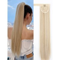 Clip In Ponytail Extension Wrap Around Long Straight Pony Tail Hair Brown Color 24 Inch Heat Resistant Firber Synthetic