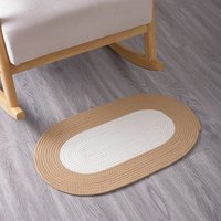 Handwoven Cotton Rug Absorbent & Non Slip Oval Doormat Bathroom Bedroom & Entryway