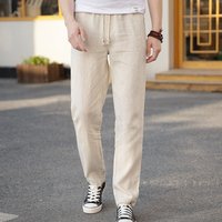 Clothing Casual Pants Summer Korean Version Fashion Linen Business Straight Pants Solid Trousers