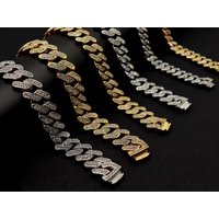 Hip hop full diamond Cuban chain titanium steel necklace Personality fashion stainless steel necklace jewelry